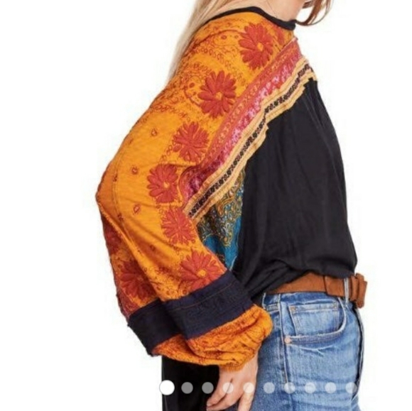 Free People Tripoli High Low Top in Black and Orange, Size xs - Picture 4 of 15